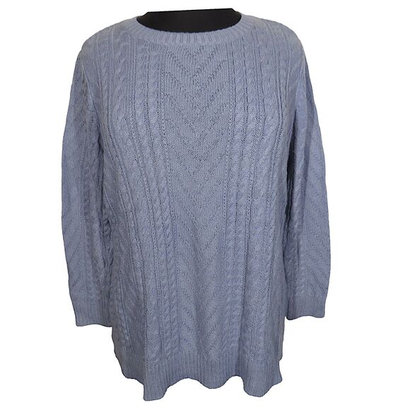Lane Bryant Dusty Blue Cable Knit Long Sleeve Sweater Plus Size 18-20 - Picture 1 of 7